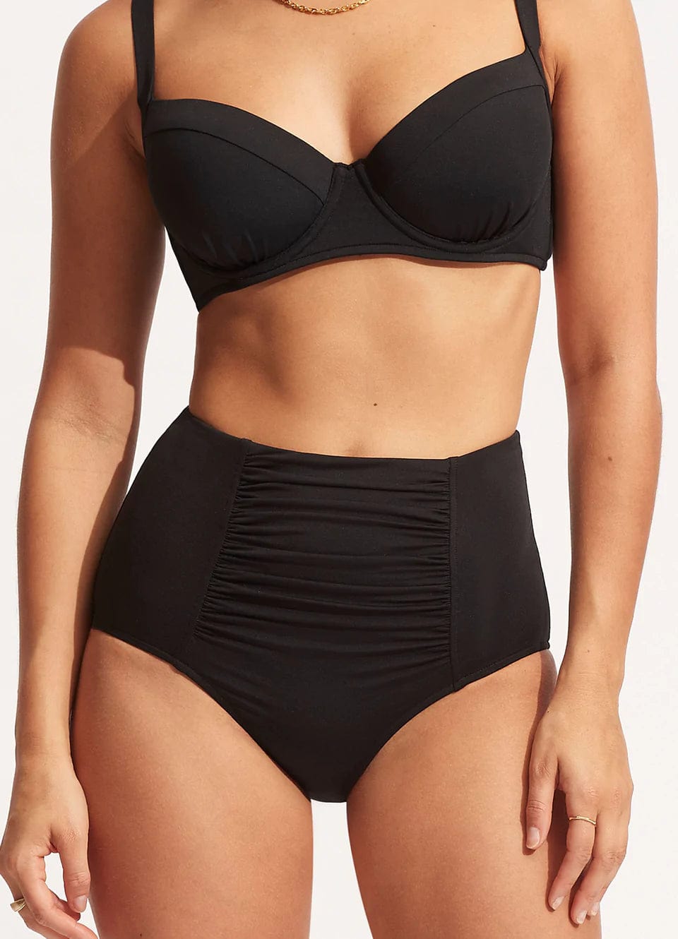 Seafolly Collective High Waisted Pant - Black Splash Swimwear Bikini Bottoms