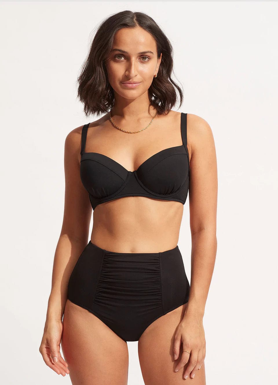 Seafolly Collective High Waisted Pant - Black Splash Swimwear Bikini Bottoms