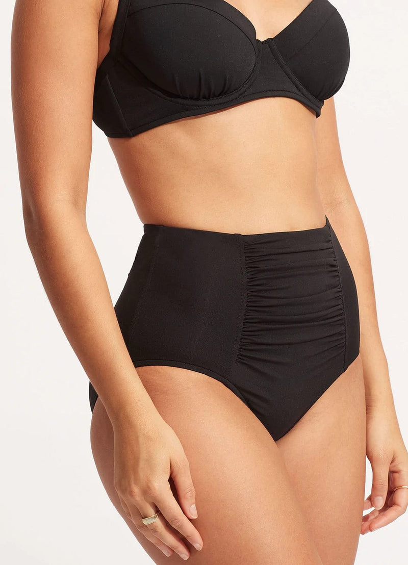 Seafolly Collective High Waisted Pant - Black Splash Swimwear Bikini Bottoms