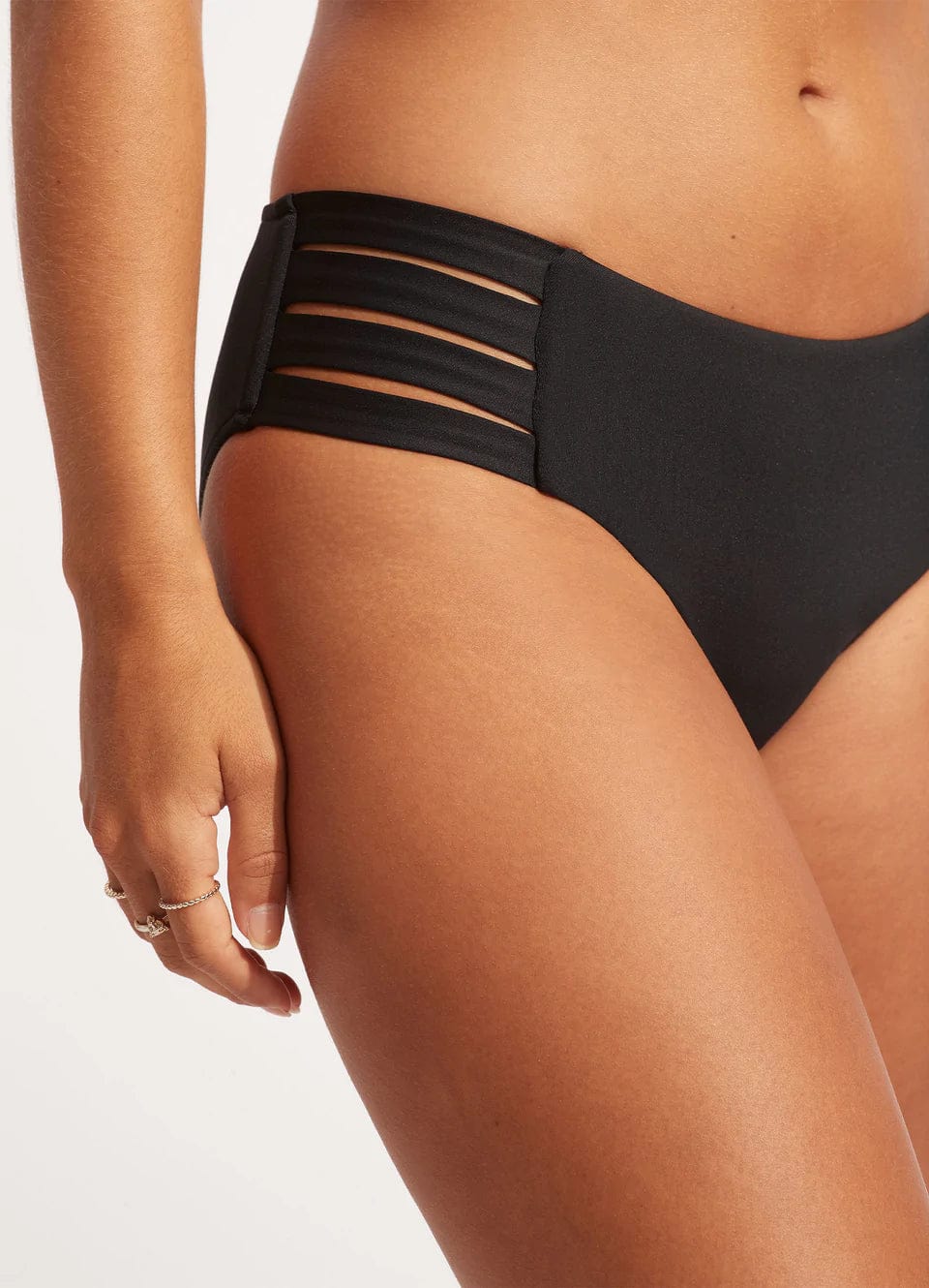 Seafolly Collective Multi Strap Hipster - Black Seafolly Active Multi Strap Hipster - Black Splash Swimwear Bikini Bottoms