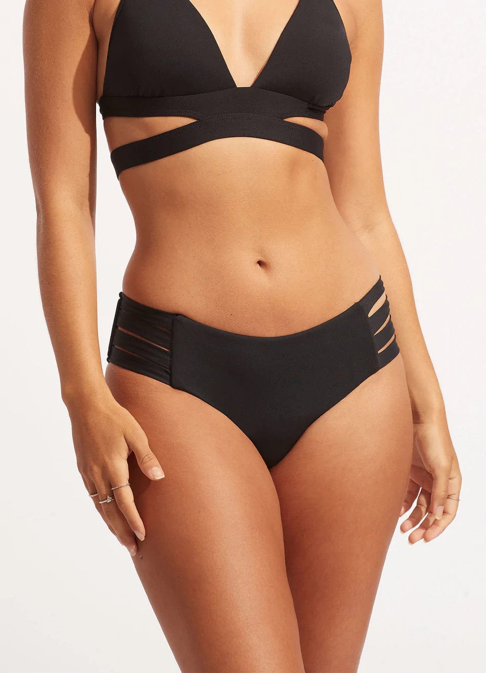 Seafolly Collective Multi Strap Hipster - Black Seafolly Active Multi Strap Hipster - Black Splash Swimwear Bikini Bottoms