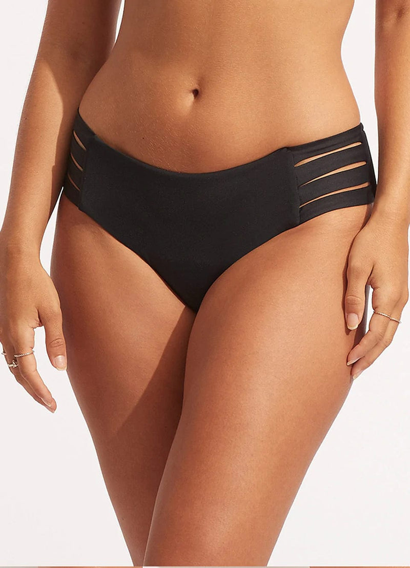 Seafolly Collective Multi Strap Hipster - Black 40355-942 Seafolly Active Multi Strap Hipster - Black Splash Swimwear Bikini Bottoms 8 9349623115304