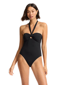 Seafolly Collective Sash Tie One Piece - Black Shop S.collective Cross Back One Piece - Azure by Seafolly | Australian Swimwear Brands | Splash Swimwear Splash Swimwear One Pieces