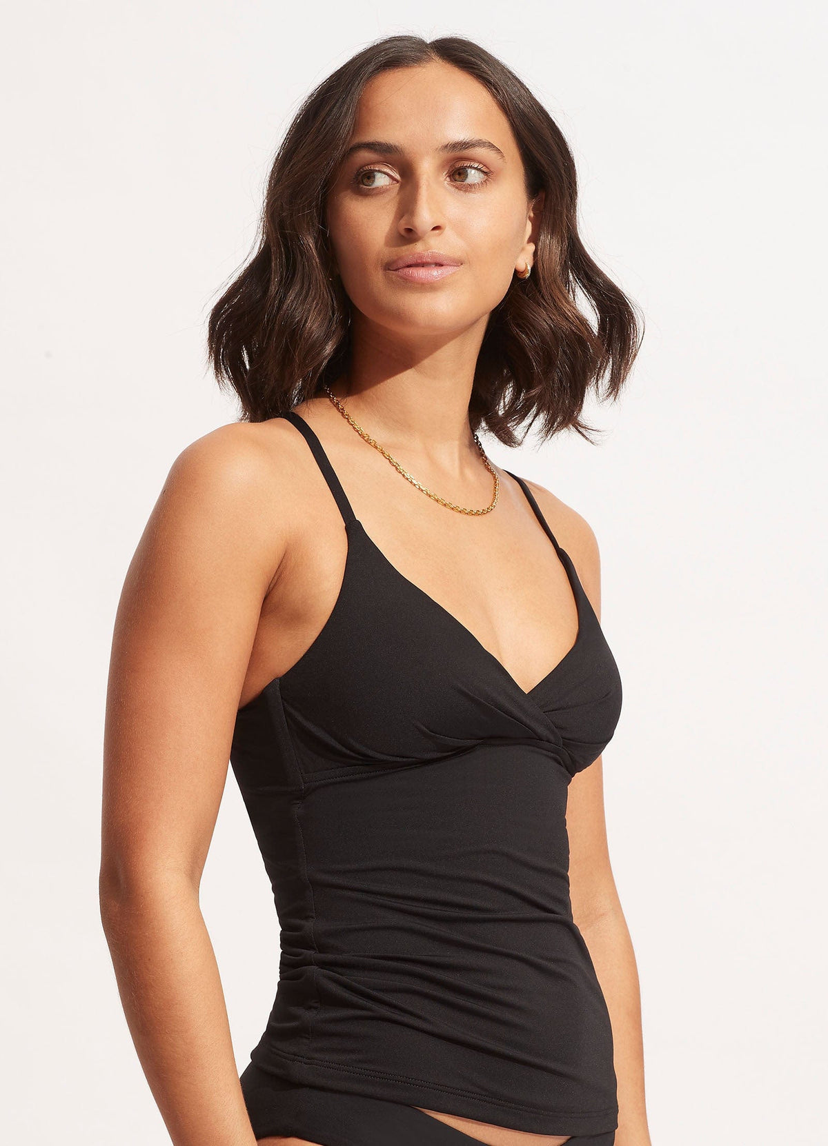 Seafolly Collective Wrap Front Singlet - Black* Splash Swimwear Swim Dress, Tankini & One Piece