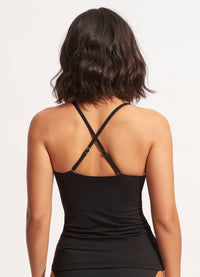 Seafolly Collective Wrap Front Singlet - Black* Splash Swimwear Swim Dress, Tankini & One Piece