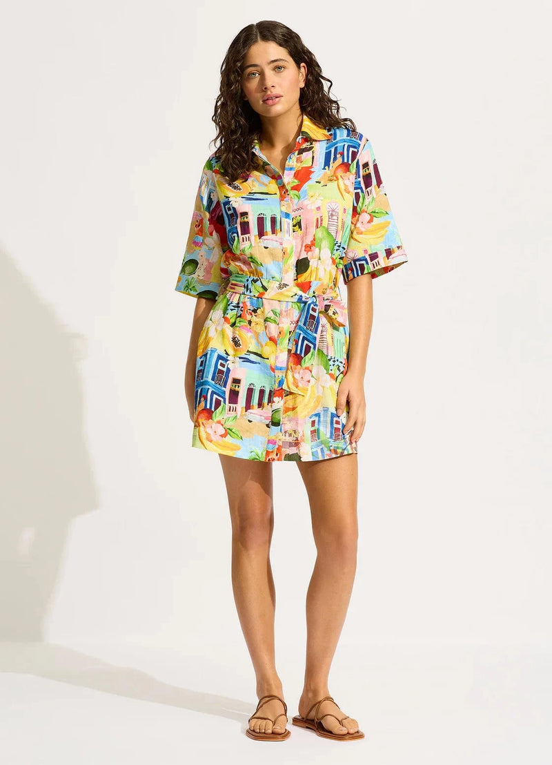 Seafolly Cuba Mini Shirt Dress - Turquoise Seafolly Cuba Mini Shirt Dress - Turquoise Splash Swimwear