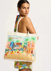 Seafolly Cuba Tote Bag - Turquoise 72153 Seafolly Cuba Tote Bag - Turquoise Splash Swimwear 9360519099232