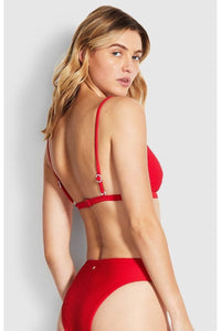 Essentials Bralette & High Cut Pant Bikini Set - Red - Seafolly Set - Splash Swimwear  - Bikini Set, Essentials by Seafolly, seafolly, Womens - Splash Swimwear 