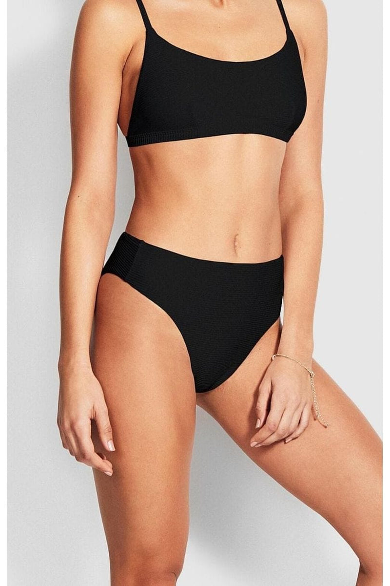 Seafolly Bikini Bottoms 40609-640 Black / 6 Essentials High Rise Pant