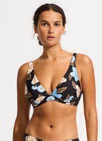 Seafolly Garden Party DD Fixed Triangle Bikini Top - Black Seafolly Garden Party Dd Fixed Triangle Bikini Top - Black Splash Swimwear Bikini Tops