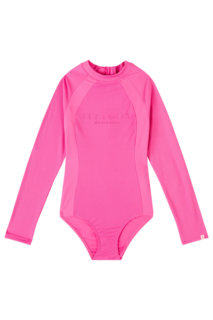 Seafolly Girls Girls Essential Panelled Paddlesuit - Pink Splash Swimwear Girls 8-16