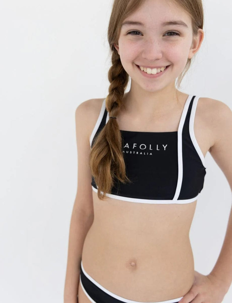 Seafolly Girls Girls Essentials Bikini Seafolly  Girls Essentails Paddle Suit - Black Splash Swimwear Kids Swimwear