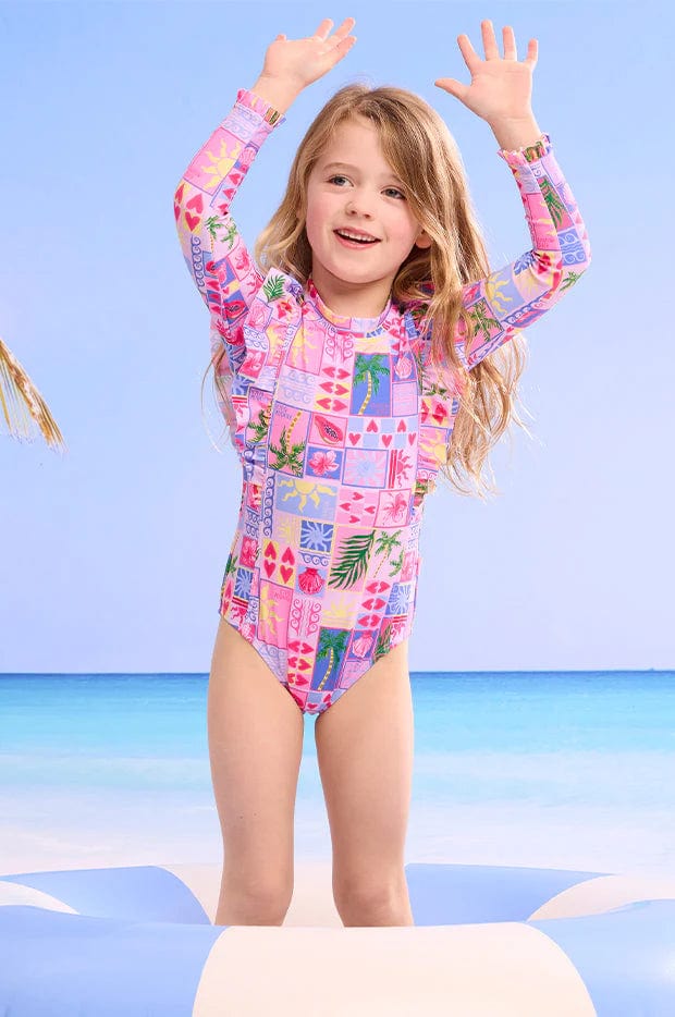 Seafolly Girls Girls Rainbow Beach Frill Paddlesuit Seafolly Rainbow Beach Frill Paddlesuit Splash Swimwear Kids Swimwear