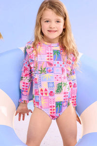 Seafolly Girls Girls Rainbow Beach Frill Paddlesuit Seafolly Rainbow Beach Frill Paddlesuit Splash Swimwear Kids Swimwear