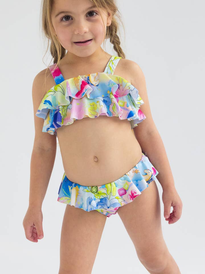 Seafolly Girls Kids Swimwear Girls Surrealism Frill Bikini Seafolly Girls Surrealism Frill Crop Set