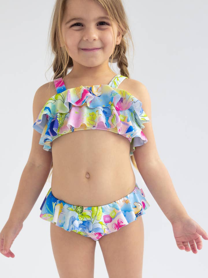 Seafolly Girls Kids Swimwear Girls Surrealism Frill Bikini Seafolly Girls Surrealism Frill Crop Set