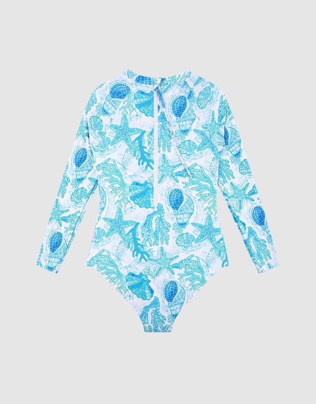 Seafolly Girls La Mer Paddlesuit - Blue Seafolly La Mer Paddlesuit - Blue Splash Swimwear