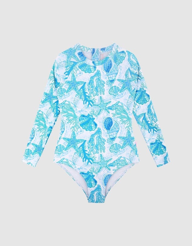 Seafolly Girls La Mer Paddlesuit - Blue Seafolly La Mer Paddlesuit - Blue Splash Swimwear