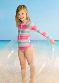 Seafolly Girls Ombre Zip Front Surfsuit - Ombre Seafolly Ombre Zip Front Surfsuit - Ombre Splash Swimwear