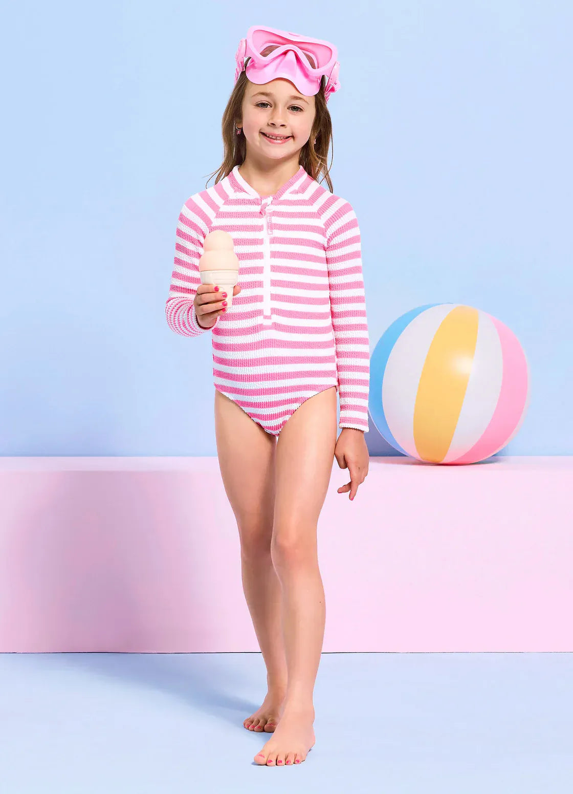 Seafolly Girls Seafolly Girls Textured Paddlesuit - Candy Pink Seafolly Girls Textured Paddlesuit - Candy Pink Splash Swimwear Kids Swimwear