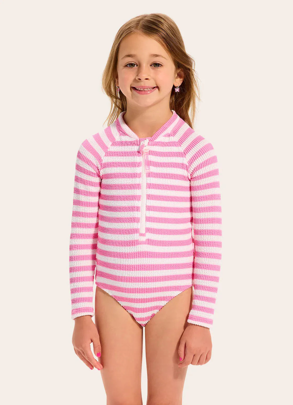 Seafolly Girls Seafolly Girls Textured Paddlesuit - Candy Pink Seafolly Girls Textured Paddlesuit - Candy Pink Splash Swimwear Kids Swimwear