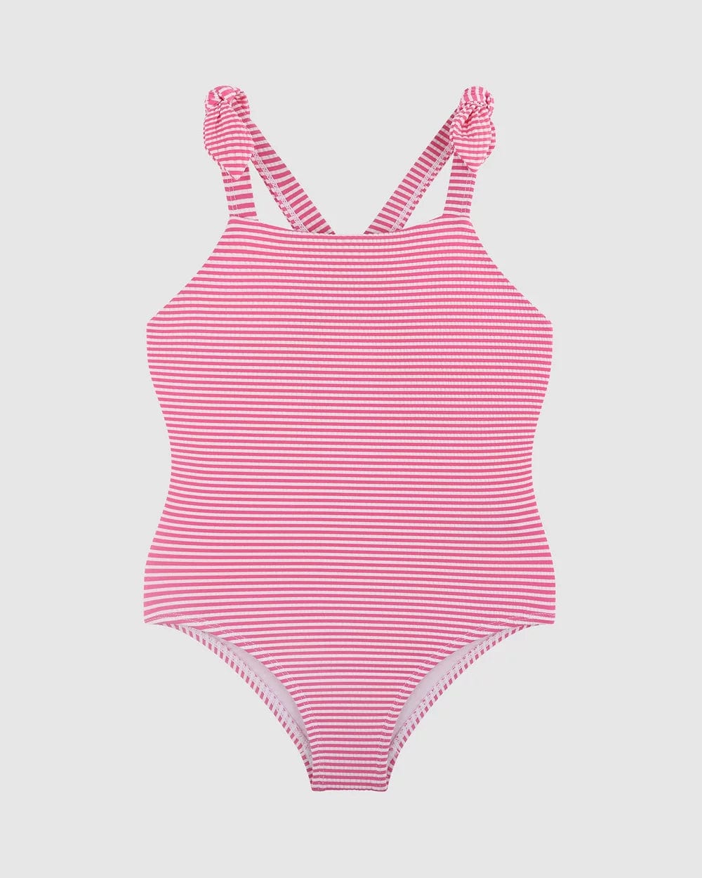 Seafolly Girls Seersucker One Piece - Pink Stripe Seafolly Surrealism Long Sleeve Frill Sunsuit Splash Swimwear Kids Swimwear