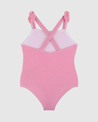 Seafolly Girls Seersucker One Piece - Pink Stripe Seafolly Surrealism Long Sleeve Frill Sunsuit Splash Swimwear Kids Swimwear