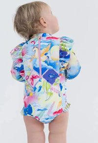 Seafolly Girls Surrealism Long Sleeve Frill Sunsuit Seafolly Surrealism Long Sleeve Frill Sunsuit Splash Swimwear Kids Swimwear