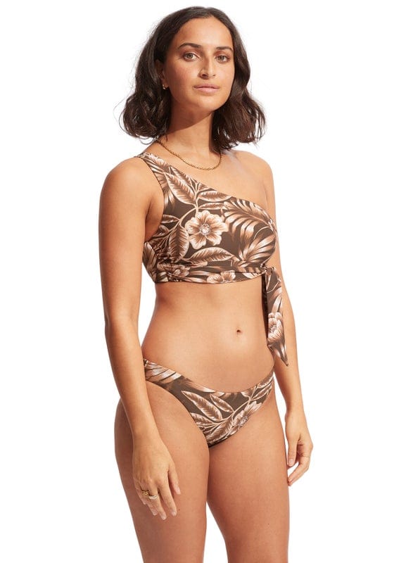 Seafolly Island In The Sun One Shoulder Top - Tiramisu Splash Swimwear Bikini Tops