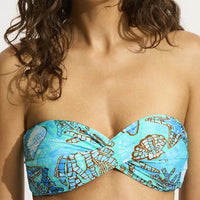 Seafolly La Mer Twist Bandeau Bikini Top - Aquatic Blue La Mer Twist Bandeau Bikini Top - Aquatic Blue Splash Swimwear