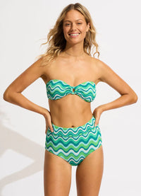 Seafolly Neue Wave Ring Front Bandeau Bikini Top - Jade Seafolly Neue Wave Ring Front Bandeau Bikini Top - Jade Splash Swimwear Bikini Tops