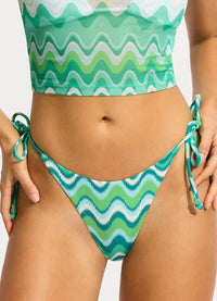 Seafolly Neue Wave Tie Side Rio Bikini Bottom - Jade Seafolly Neue Wave Tie Side Rio Bikini Bottom - Jade Splash Swimwear Bikini Bottoms