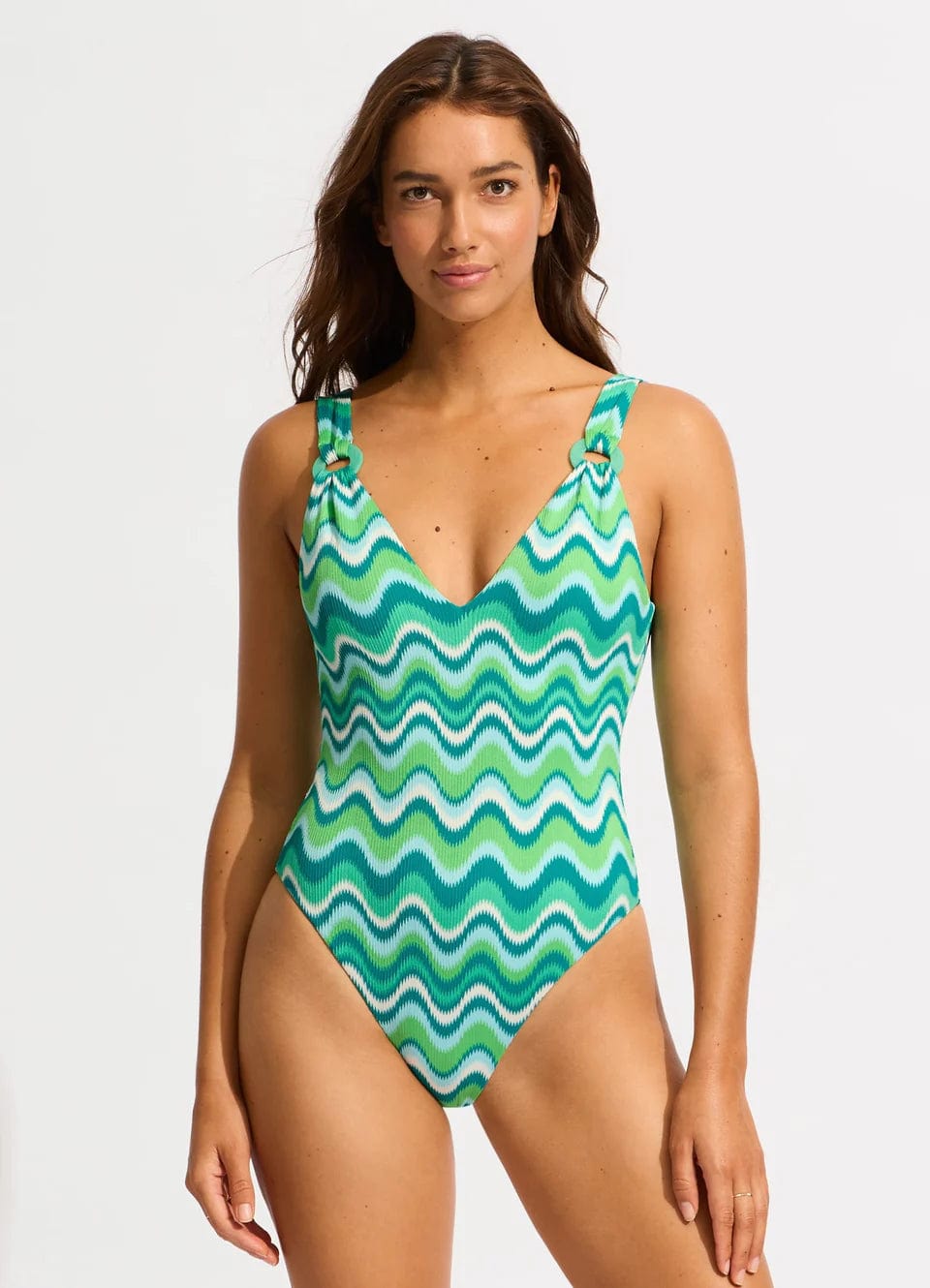 Neue Wave V Neck One Piece - Jade - Seafolly - Splash Swimwear  - Jan24, One Pieces, seafolly, Womens, womens swim - Splash Swimwear 