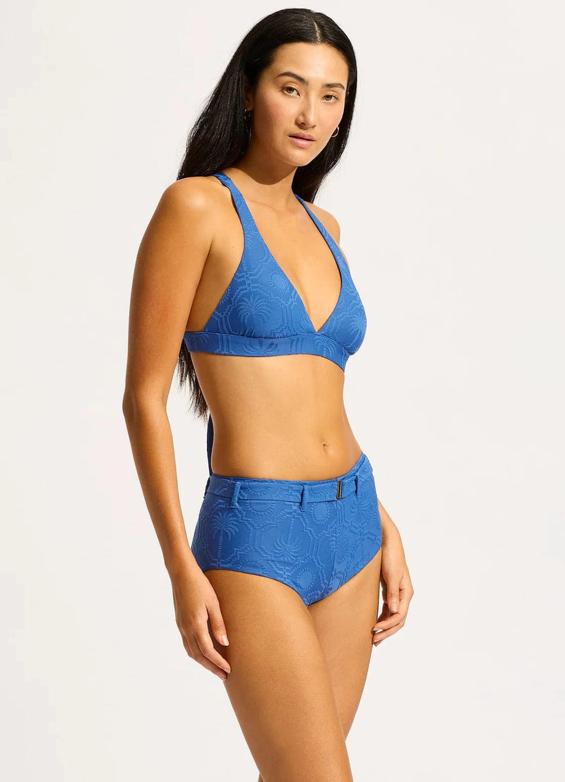 Seafolly Oasis Multi Fit Longline Triangle Bikini Top - Ultramarine Seafolly Oasis Multi Fit Longline Triangle Bikini Top - Ultramarine Splash Swimwear