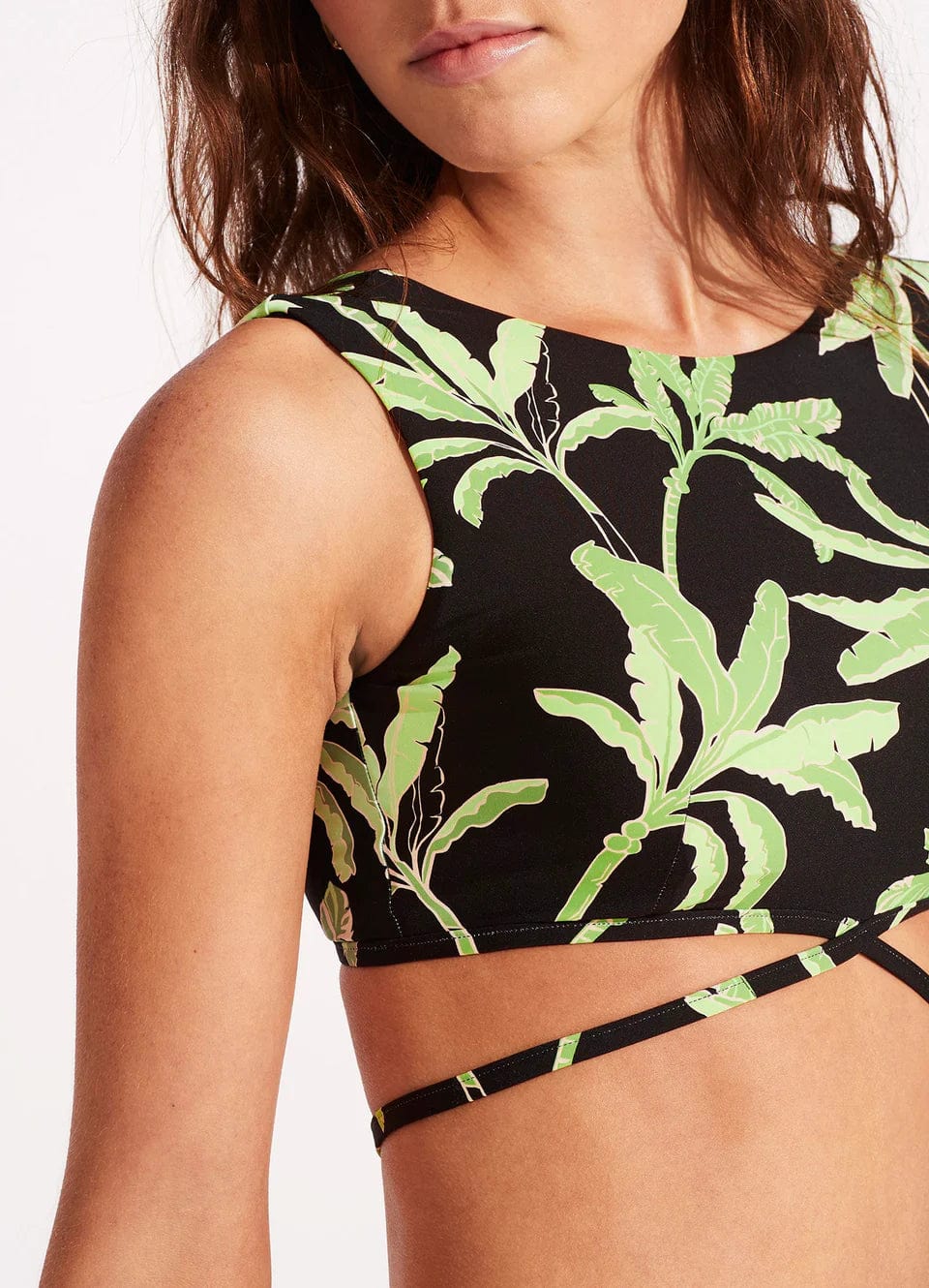 Palm Paradise Crop Top - Black - Seafolly - Splash Swimwear  - April23, Bikini Tops, Seafolly, Womens, womens swim - Splash Swimwear 