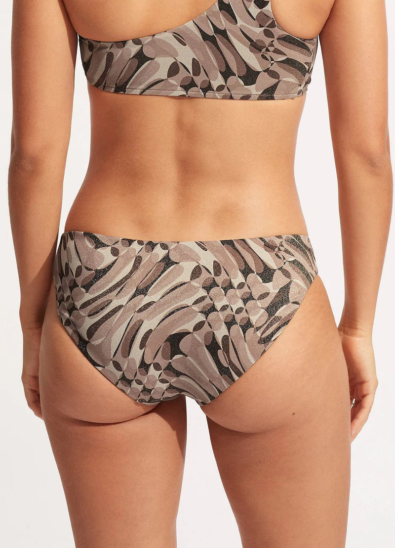 Seafolly Poolside Reversible Hipster - Sepia Splash Swimwear Bikini Bottoms