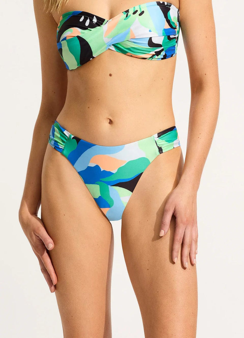 Seafolly Rio High Leg Ruched Side Pant - Jade Seafolly Rio High Leg Ruched Side Pant - Jade Splash Swimwear Bikini Bottoms