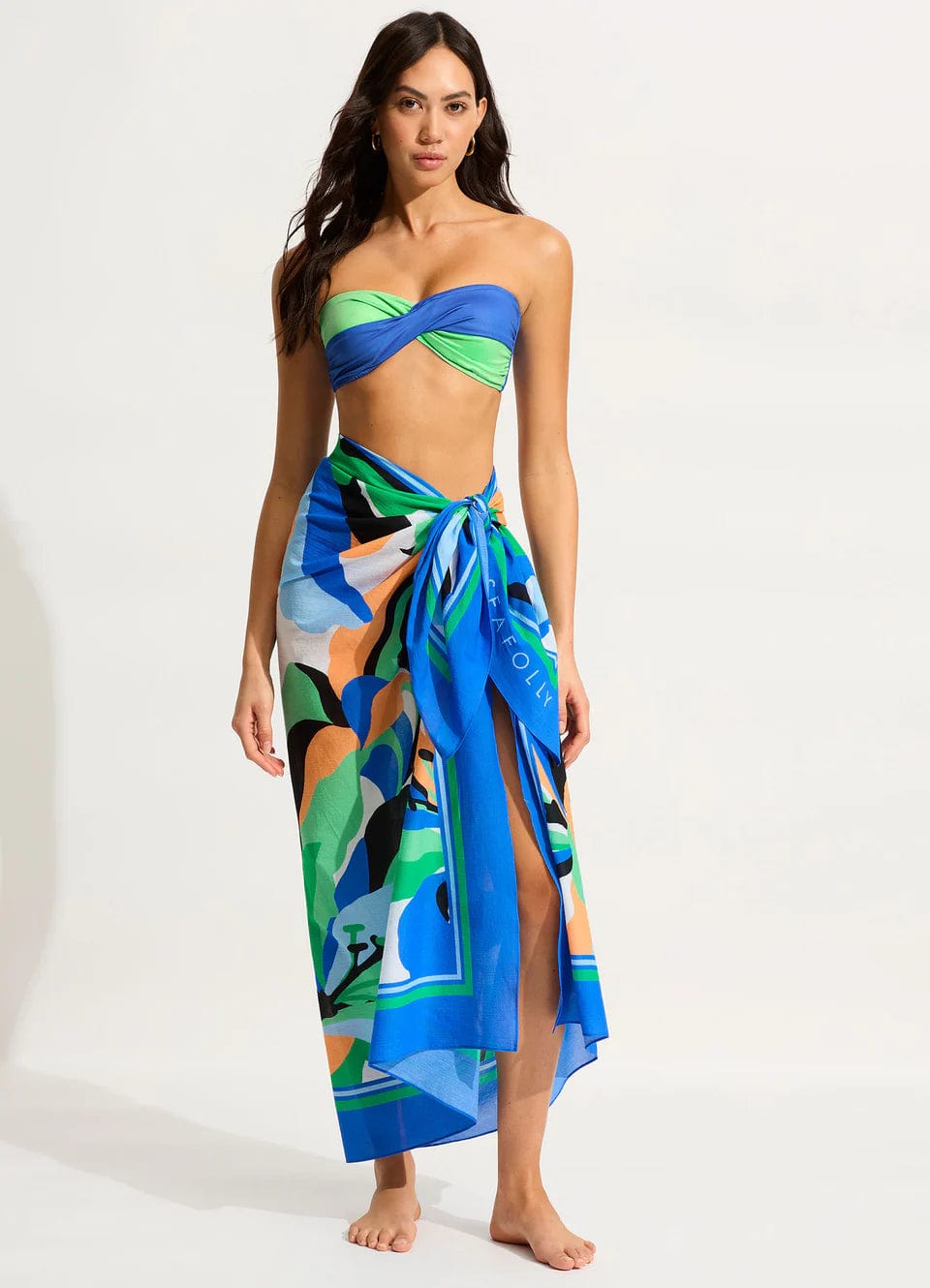 Seafolly Rio Sarong - Jade 55269-SG Seafolly Rio Sarong - Jade Splash Swimwear Kaftans & Cover Ups 9349623526414