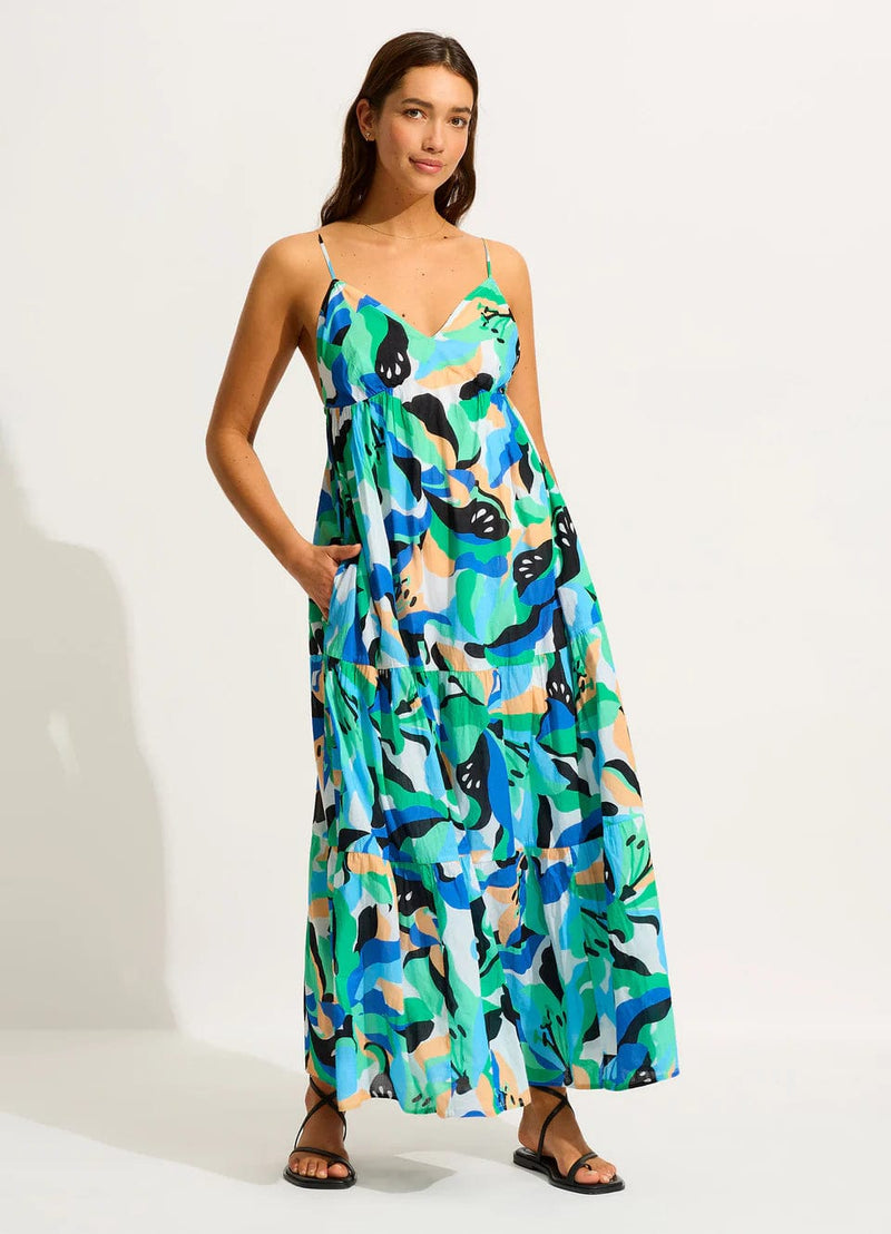 Seafolly Rio Tiered Midi Dress - Jade Seafolly Rio Tiered Midi Dress - Jade Splash Swimwear Dresses