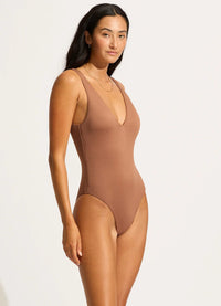 Seafolly Sea Dive Deep V Neck One Piece Splash Swimwear Swim Dress, Tankini & One Piece