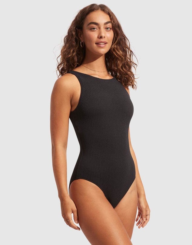 Sea Dive High Neck Maillot - Black - Seafolly - Splash Swimwear  - July22, One Pieces, Seafolly, Womens, womens swim - Splash Swimwear 