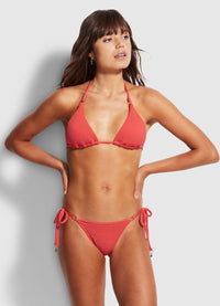 Seafolly Sea Dive Tide Side Rio Pant - Fiesta Coral Splash Swimwear Cheeky Bikini Bottoms