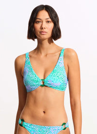 Seafolly Sea Skin Longline Triangle Bikini Top - Vivid Green Shop Sea Skin Longline Triangle Bikini Top - Vivid Green by Seafolly | Australian Swimwear Brands | Splash Swimwear Splash Swimwear Bikini Tops