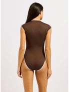 Seafolly Seafolly Beach Bound Cap Sleeve Zip Front One Piece  - Dark Chocolate Seafolly Beach Bound Cap Sleeve Zip Front One Piece  - Dark Chocolate Splash Swimwear