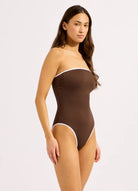 Seafolly Seafolly Beach Bound DD Bandeau One Piece - Dark Chocolate Seafolly Beach Bound DD Bandeau One Piece - Dark Chocolate Splash Swimwear One Pieces