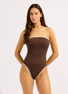 Seafolly Seafolly Beach Bound DD Bandeau One Piece - Dark Chocolate Seafolly Beach Bound DD Bandeau One Piece - Dark Chocolate Splash Swimwear One Pieces