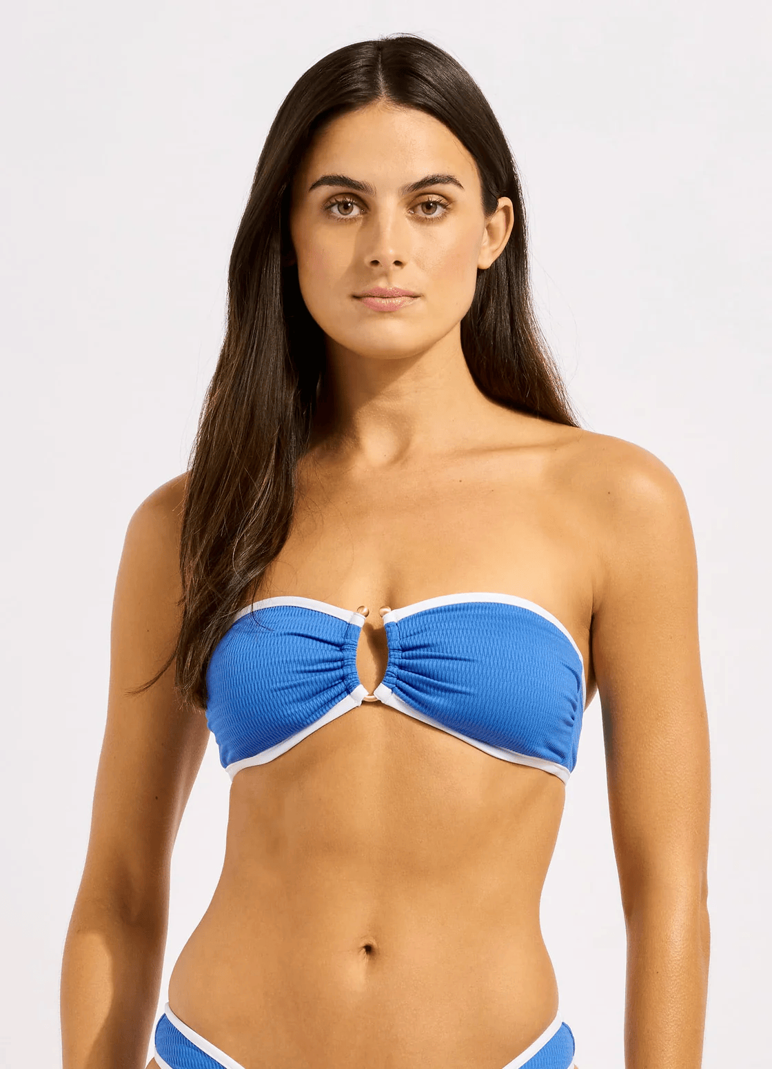 Seafolly Seafolly Beach Bound Ring Front Bandeau - Sapphire Seafolly Beach Bound Ring Front Bandeau - Sapphire Splash Swimwear