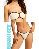 Seafolly Seafolly Beach Bound Ring Front Bandeau & Scoop High Cut Rio Bikini Set - Ecru 31283-072+40707-072-12 Seafolly Beach Bound Ring Front Bandeau & Scoop High Cut Rio Bikini Set - Ecru Splash Swimwear Bikini Set 12 48646731082105