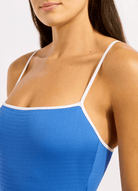 Seafolly Seafolly Beach Bound Square Neck One Piece - Sapphire Seafolly Beach Bound Square Neck One Piece - Sapphire Splash Swimwear One Pieces
