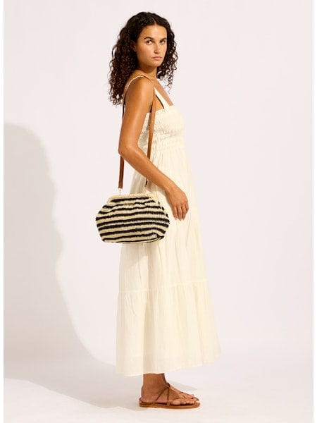 Seafolly Seafolly Carried Away Raffia Stripe Pouch Bag - Black/Natural 72171-BG.Black/Natural Seafolly Carried Away Raffia Stripe Pouch Bag - Black/Natural Splash Swimwear Swimwear O/S 9360519172201